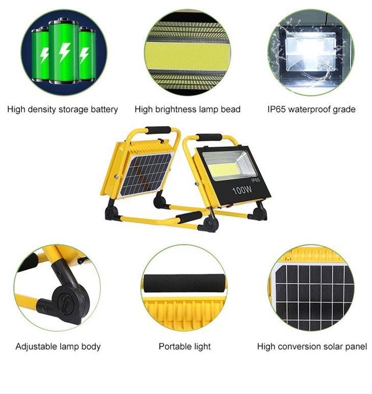 Proiector LED pentru exterior cu baterie solară
